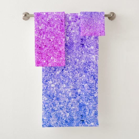 Roze en blauw sprankelende glitter bad handdoek (Insitu)