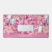 Roze en Blauw Sunburst Tie Dye Gepersonaliseerde N Bureaumat (Keyboard & Muis)