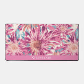 Roze en Blauw Sunburst Tie Dye Gepersonaliseerde N Bureaumat (Voorkant)