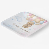 Roze en Blauw Teddy Bear Geslacht Onthullen Papieren Bordje (Gebogen)