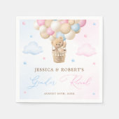 Roze en Blauw Teddy Bear Geslacht Onthullen Servet (Voorkant)