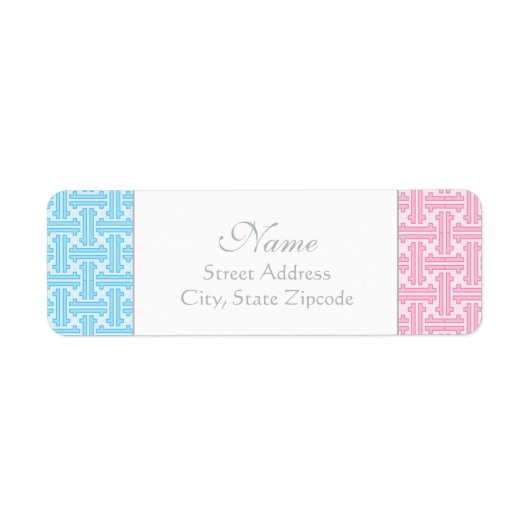 Roze en Blauw Terugkeeradresetiket Etiket (Voorkant)