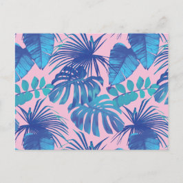 Roze en Blauw Tropisch Ontwerp Briefkaart