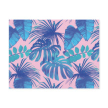 Roze en Blauw Tropisch Ontwerp