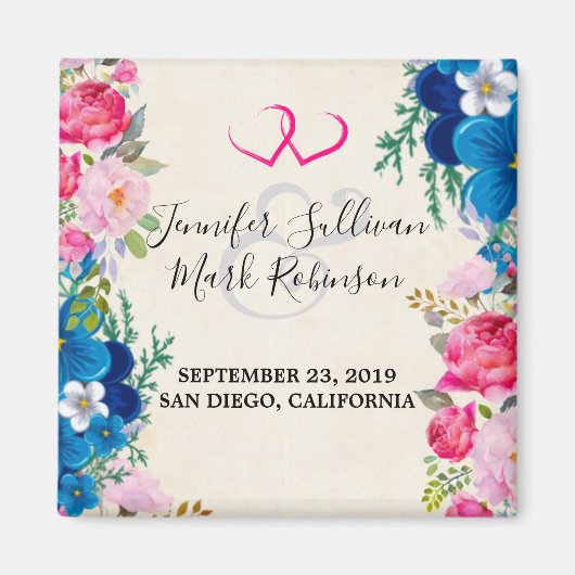 Roze en blauw ventilator Lijst Fancy sparen de Dat Magneet (Voorkant)