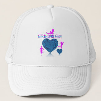 Roze en blauw verjaardagsmeisje pet