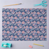 Roze en Blauw Victoriaans Bloemen Decoupage Tissuepapier (Craft)