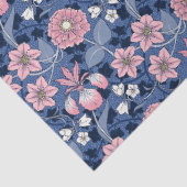 Roze en Blauw Victoriaans Bloemen Decoupage Tissuepapier (Detail)