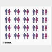 Roze en blauw vierkante sticker (Vel)