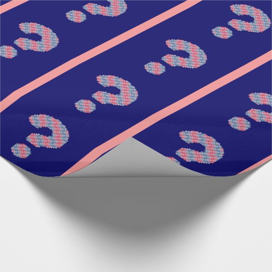Roze en blauw vraagteken cadeaupapier (Hoek)