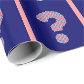 Roze en blauw vraagteken cadeaupapier (Rol Hoek)