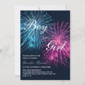 Roze en Blauw Vuurwerk Firecracker Gender Reveal Kaart (Voorkant)