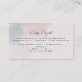 Roze en Blauw Waterverf Recept Aanvraag Kaart Visitekaartje