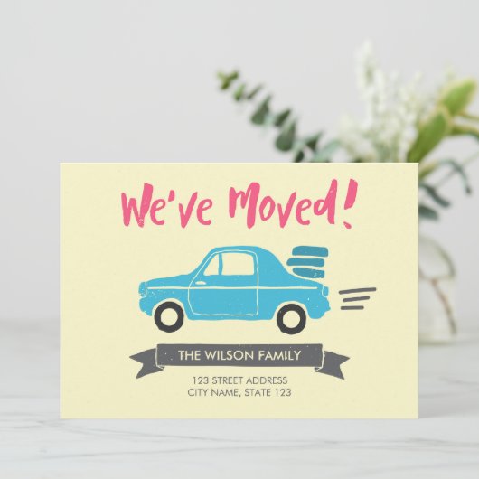 Roze en blauw We hebben een bewegende aankondiging (Staand voorkant)