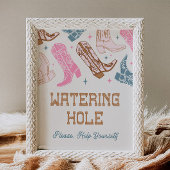 Roze en Blauw Western Watering Hole Sign