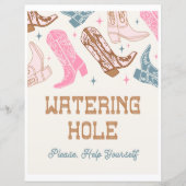 Roze en Blauw Western Watering Hole Sign (Voorkant)