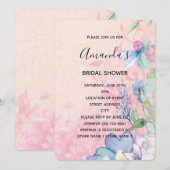  Roze en Blauw Wildbloemen Vrijgezellenfeest Kaart (Voorkant / Achterkant)