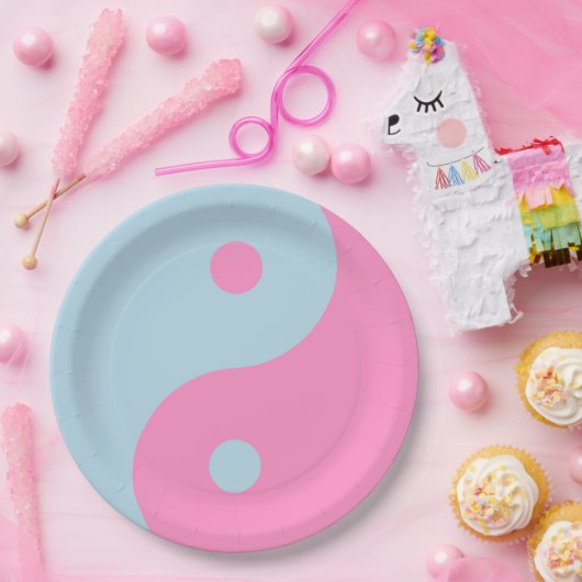 roze en blauw Yin Yang Papieren Bordje (Feest)