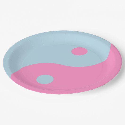roze en blauw Yin Yang Papieren Bordje (Gekanteld)