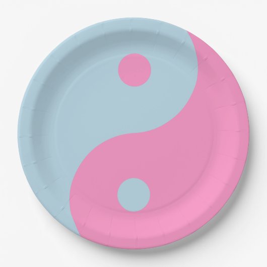 roze en blauw Yin Yang Papieren Bordje (Voorkant)
