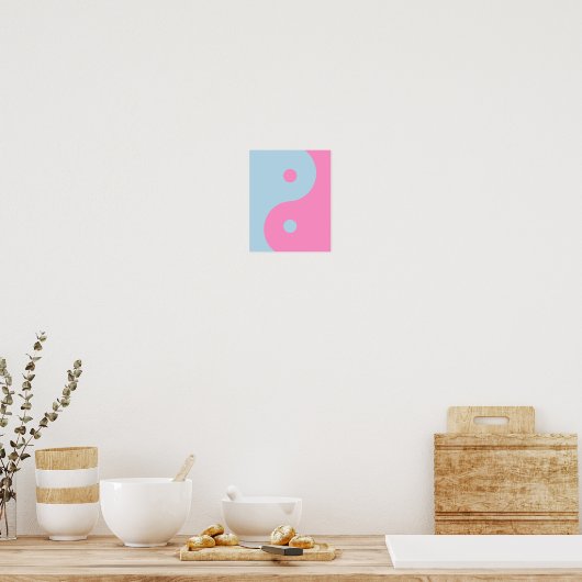  roze en blauw Yin Yang Poster (Keuken)