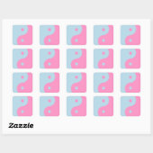 roze en blauw Yin Yang Vierkante Sticker (Vel)