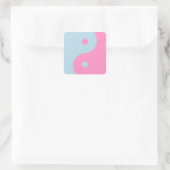roze en blauw Yin Yang Vierkante Sticker (Tas)