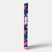 Roze en Blauw zurenpatroon met monogram Case-Mate iPhone Case (Achterkant / Rechts)