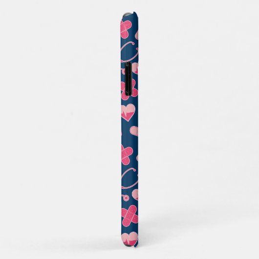 Roze en Blauw zurenpatroon met monogram Case-Mate iPhone Case (Achterkant/rechts)