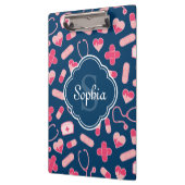 Roze en Blauw zurenpatroon met monogram Klembord (Links)