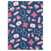 Roze en Blauw zurenpatroon met monogram Klembord (Achterkant)