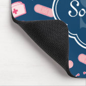 Roze en Blauw zurenpatroon met monogram Muismat (Hoek)