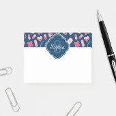Roze en Blauw zurenpatroon met monogram Post-it® Notes