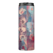 Roze en blauwe abstracte bloemen thermosbeker (Achterkant)