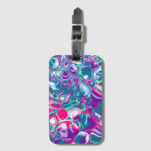 Roze en blauwe Abstracte Fluid Art Bagagelabel (Voorkant (verticaal))