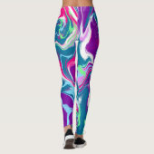 Roze en blauwe Abstracte Fluid Art Leggings (Achterkant)