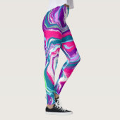 Roze en blauwe Abstracte Fluid Art Leggings (Rechts)