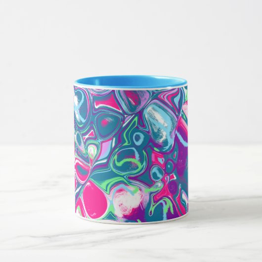 Roze en blauwe Abstracte Fluid Art Mok (Midden)