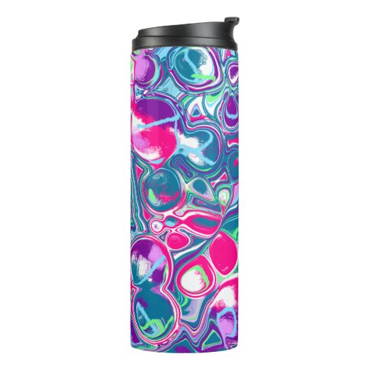 Roze en blauwe Abstracte Fluid Art Thermosbeker (Gedraaid links)