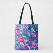 Roze en blauwe Abstracte Fluid Art Tote Bag (Voorkant)