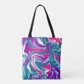 Roze en blauwe Abstracte Fluid Art Tote Bag (Achterkant)