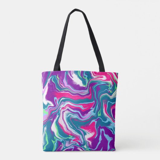 Roze en blauwe Abstracte Fluid Art Tote Bag (Achterkant)