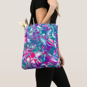 Roze en blauwe Abstracte Fluid Art Tote Bag (Dichtbij)