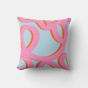 Roze en blauwe Abstracte lijnen Kussen
