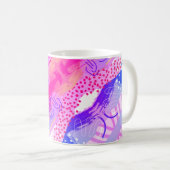 Roze en Blauwe Abstracte Mok – Zachte pastelvormen (Voorkant rechts)