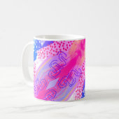 Roze en Blauwe Abstracte Mok – Zachte pastelvormen (Voorkant links)