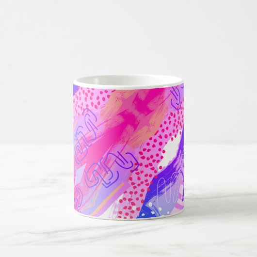 Roze en Blauwe Abstracte Mok – Zachte pastelvormen (Center)