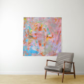 ROZE EN BLAUWE ABSTRACTE SCHILDERKUNST WANDKLEED (In Situ (horizontaal))