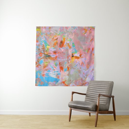 ROZE EN BLAUWE ABSTRACTE SCHILDERKUNST WANDKLEED (In Situ (horizontaal))