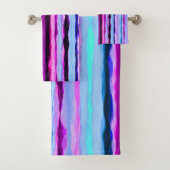 Roze en Blauwe Abstracte Strepen Bad Handdoek (Insitu)